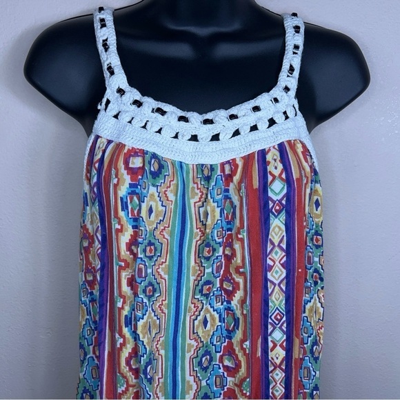 LARGE ANGIE SOUTHWEST TANK WESTERN BEADED EMBROIDERED SLEEVELESS TOP - Picture 6 of 9
